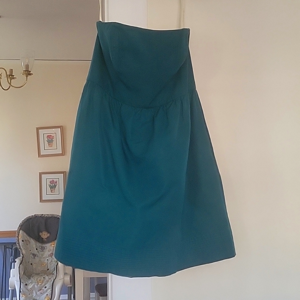 Shoshanna teal strapless cocktail dress mid-length sz 8